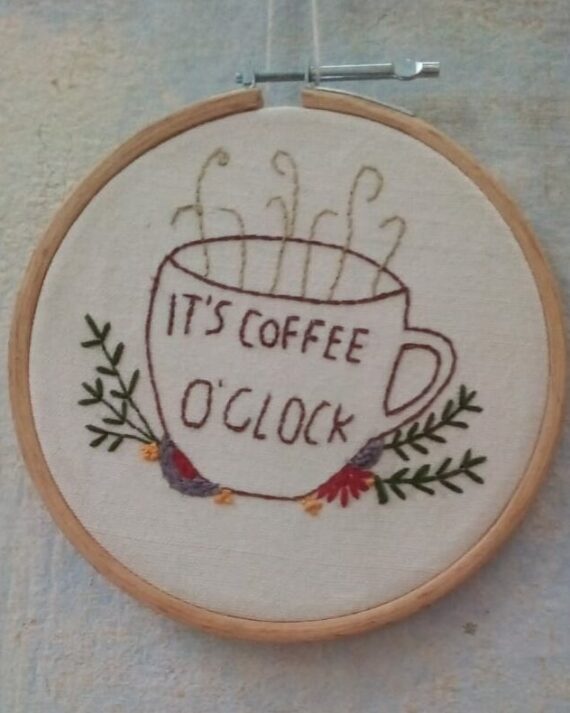 coffee lover embroidered hoop
