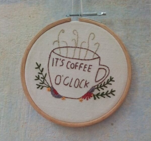 coffee lover embroidered hoop