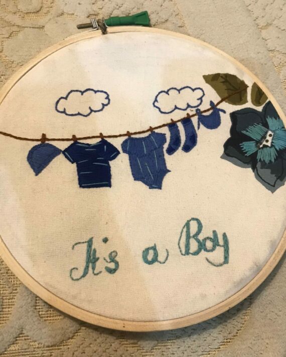 it's a boy embroidered hoop. handcrafted