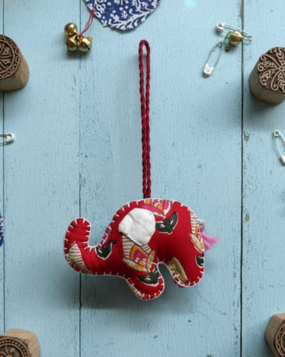 Handmade textile elephant hanging